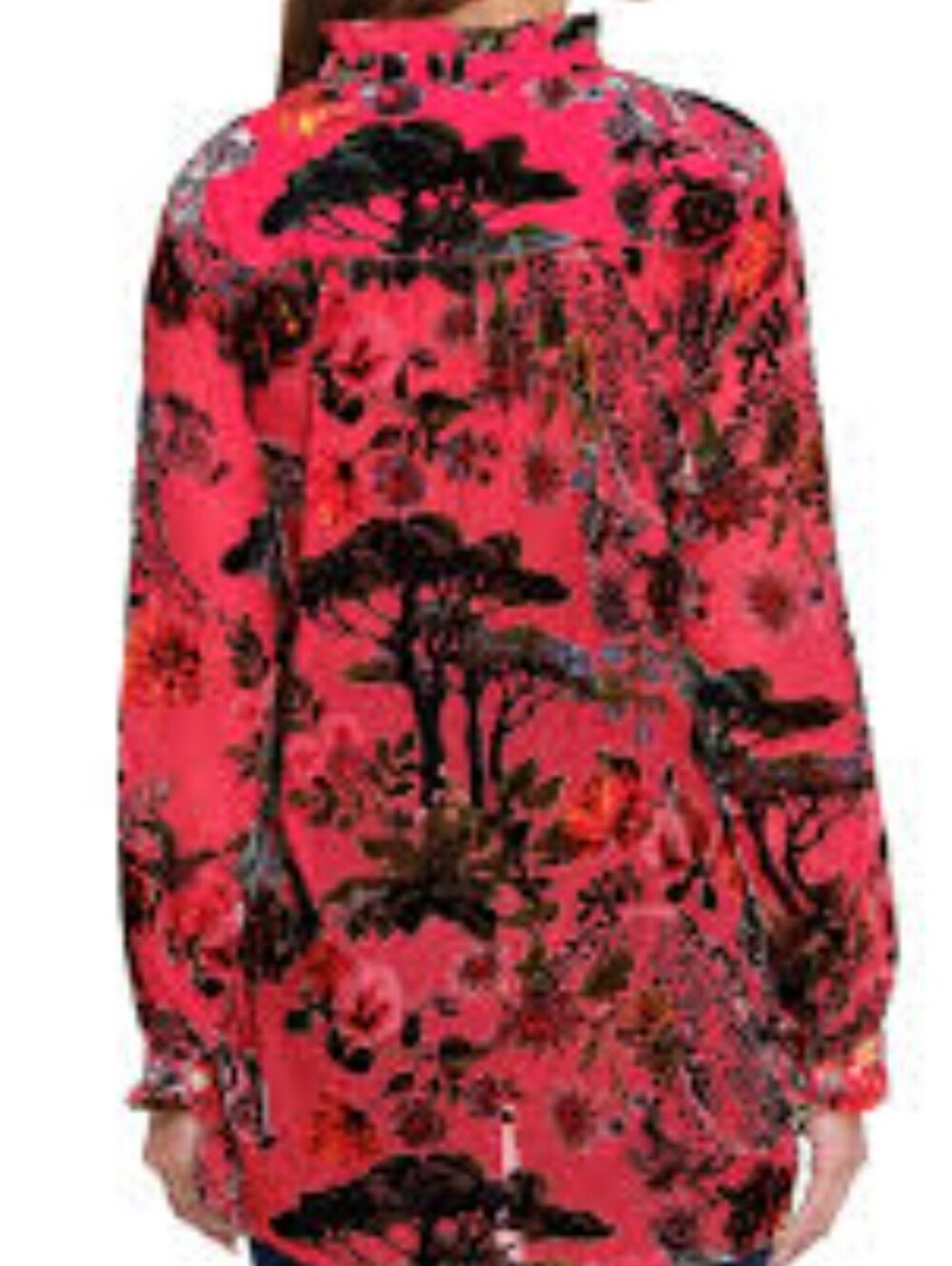 John Mark Red Burnout Velvet Blouse Floral Animal Print Women's Plus Size 3X NWT - Picture 3 of 16